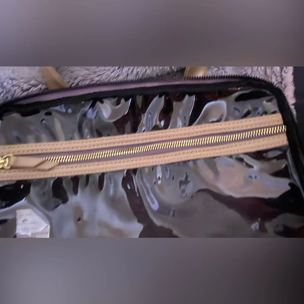 Gold and Red Cosmetic Bag with Floral Design